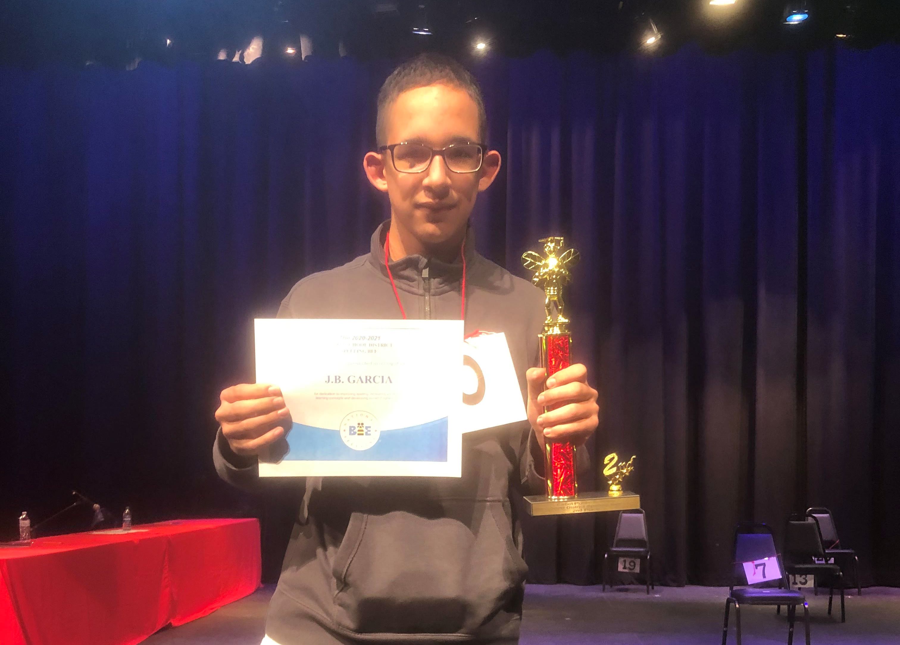 2nd Place Spelling Bee Winner J.B. Garcia